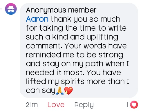 Community testimonial screenshot 52